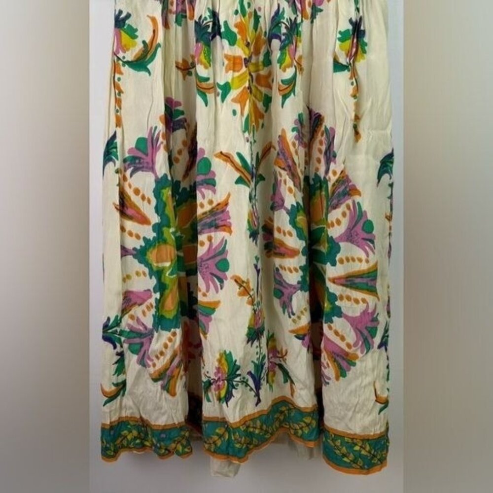 ECI NY Floral Mini Dress Ruffled Neckline Silk Blend Sleeveless Colorful Size 2 - Picture 3 of 11